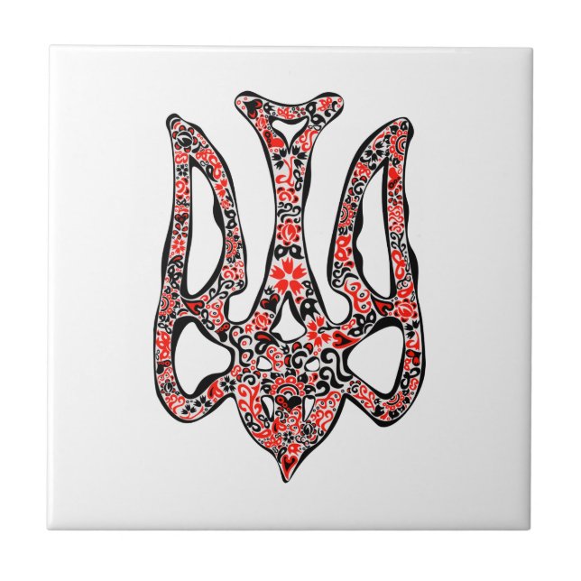 Ukrainian national emblem trident tryzub stylized tile (Front)