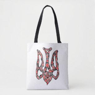 Ukrainian national emblem trident tryzub stylized tote bag
