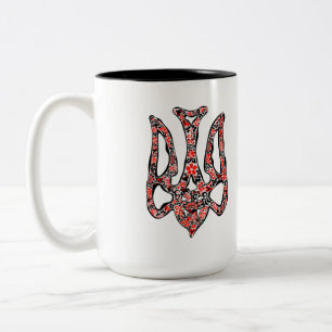 Ukrainian national emblem trident tryzub stylized  Two-Tone coffee mug