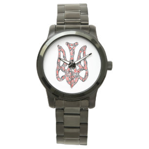 Ukrainian national emblem trident tryzub stylized watch
