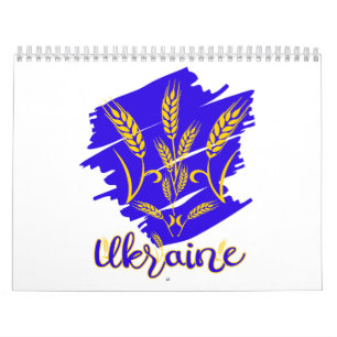 Ukrainian national symbol tryzub made of wheat ear calendar