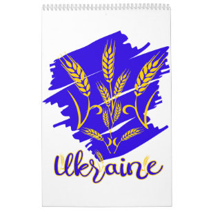 Ukrainian national symbol tryzub made of wheat ear calendar