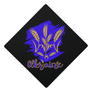 Ukrainian national symbol tryzub made of wheat ear graduation cap topper