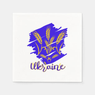 Ukrainian national symbol tryzub made of wheat ear napkin