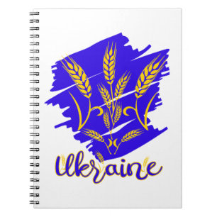 Ukrainian national symbol tryzub made of wheat ear notebook