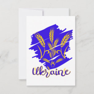 Ukrainian national symbol tryzub made of wheat ear thank you card