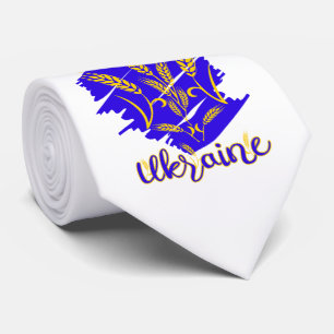 Ukrainian national symbol tryzub made of wheat ear tie