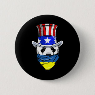 Ukrainian Panda Bear In Ukraine Ndana Flag 2 Inch Round Button