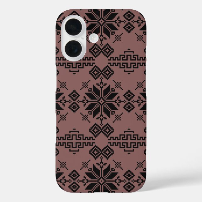 Ukrainian Pattern Brown and Black Case-Mate iPhone Case (Back)