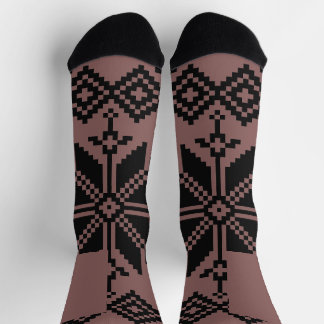 Ukrainian Pattern Brown and Black Socks