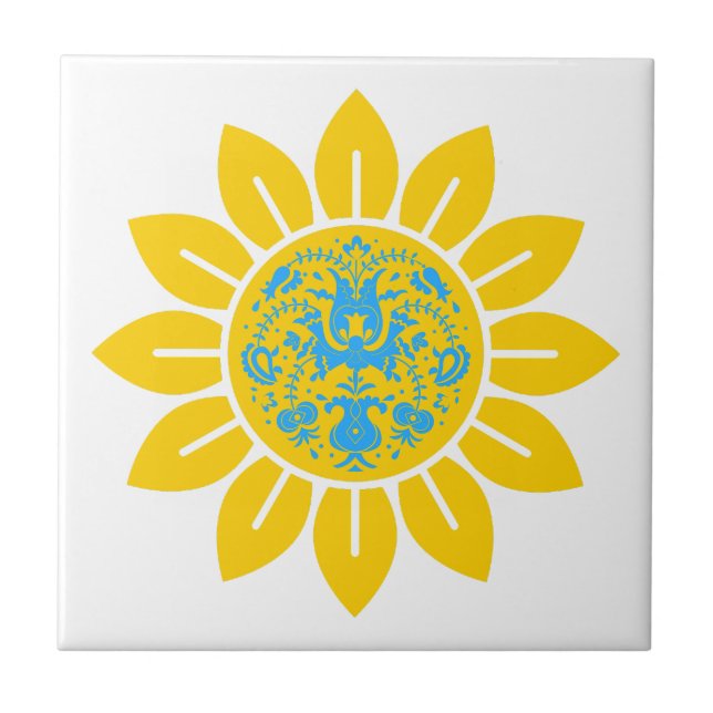 Ukrainian pattern in Sunflower Tile (Front)