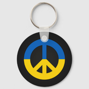Ukrainian peace sign on a black background keychain