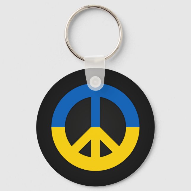 Ukrainian peace sign on a black background keychain (Front)