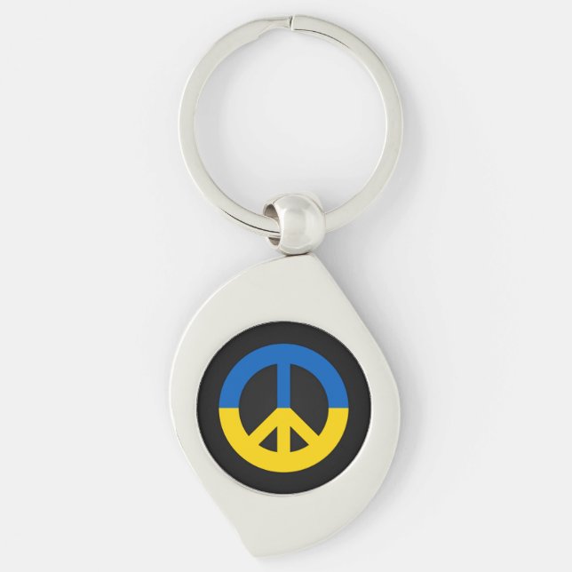 Ukrainian peace sign on a black background keychain (Front)