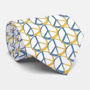 Ukrainian - PEACE Symbol Blue Yellow Ukraine War N Tie