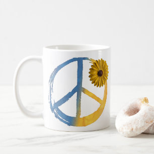 Ukrainian PEACE Symbol Sign Sunflower Ukraine War  Coffee Mug