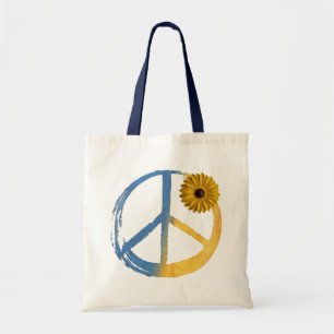 Ukrainian PEACE Symbol Sign Sunflower Ukraine War Tote Bag