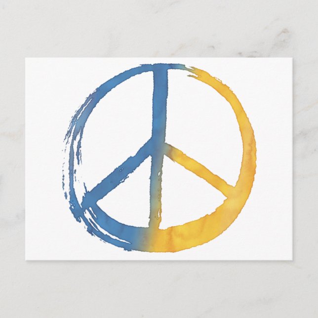 Ukrainian - PEACE Symbol Sign Ukraine Colours War Holiday Postcard (Front)