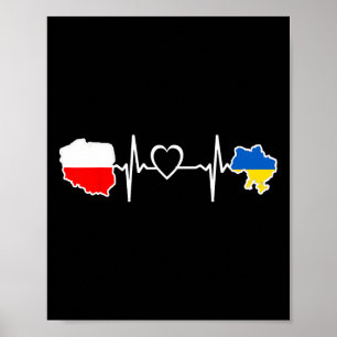 Ukrainian Polish Flag - Ukraine Poland Heartbeat 1 Poster
