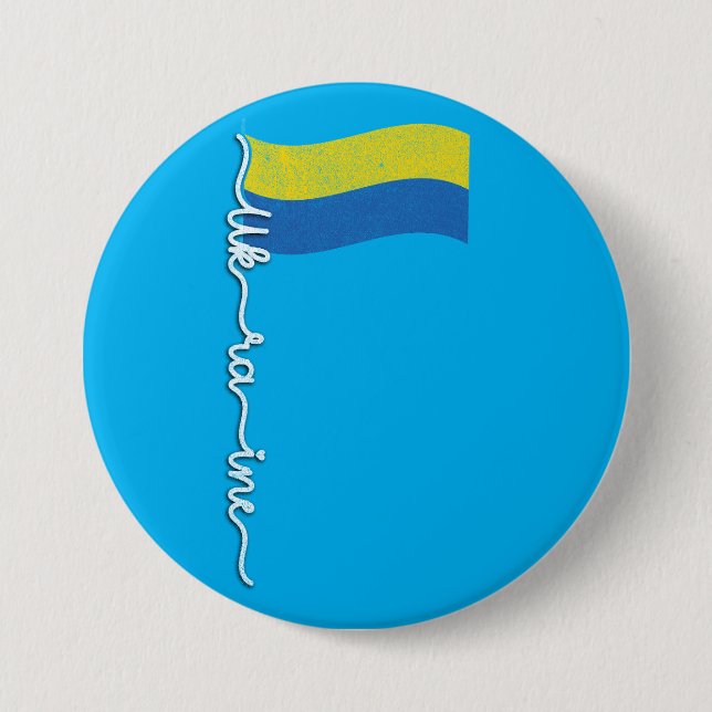 Ukrainian Pride Flagpole-Elegant Signature Design 3 Inch Round Button (Front)