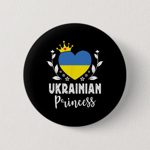 Ukrainian Princess Ukraine Flag Proud Ukrainian Gi 2 Inch Round Button