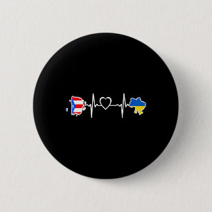 Ukrainian Puerto Rico Flag - Ukraine Puerto Rican  2 Inch Round Button
