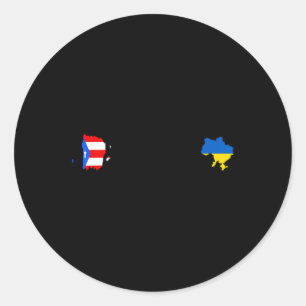 Ukrainian Puerto Rico Flag - Ukraine Puerto Rican Classic Round Sticker