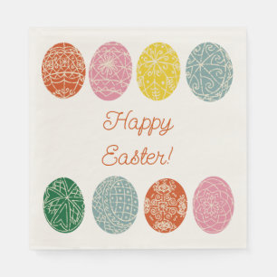 Ukrainian Pysanky Decorated Eggs Happy Easter Napkin