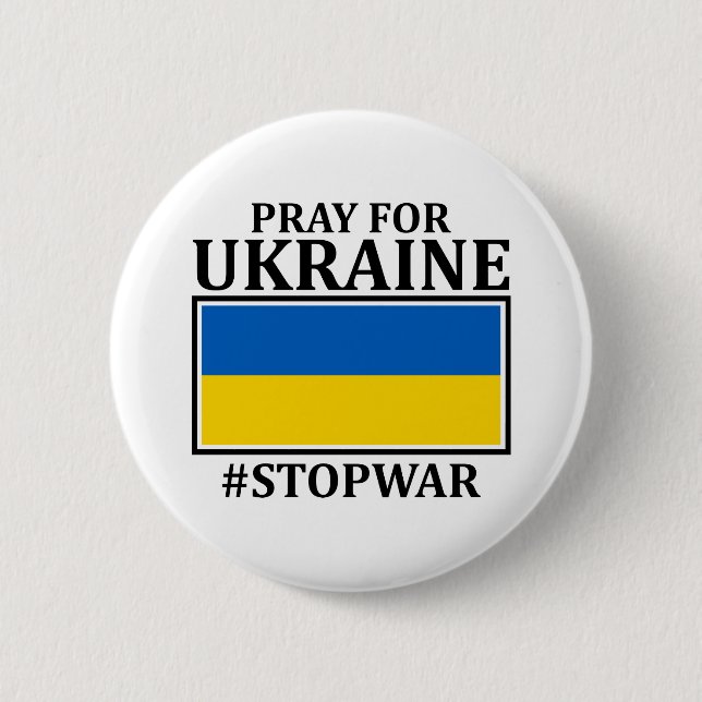 Ukrainian Russian War pray for Ukraine Flag  2 Inch Round Button (Front)