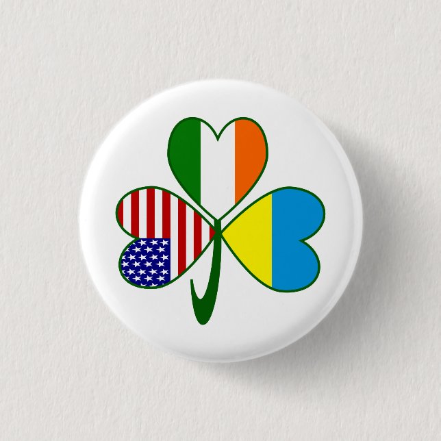 Ukrainian Shamrock Flag 1 Inch Round Button (Front)