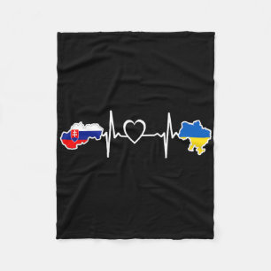Ukrainian Slovakian Flag - Ukraine Slovakia Heartb Fleece Blanket