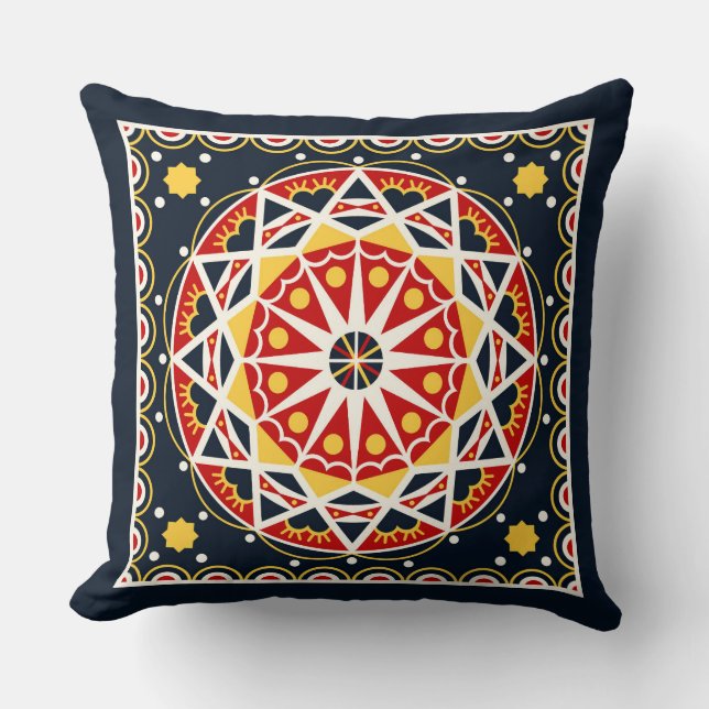 Ukrainian Solar Pattern Throw Pillow (Front)