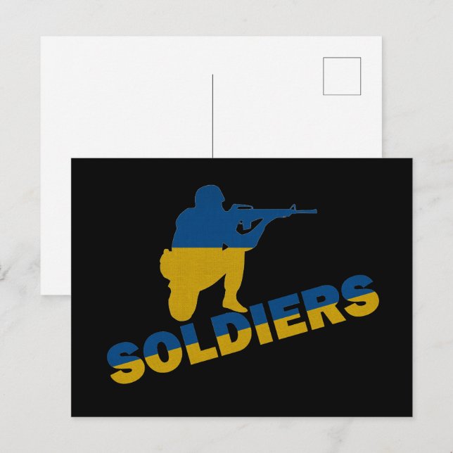 Ukrainian Soldiers, Ukraine Flag Postcard (Front/Back)