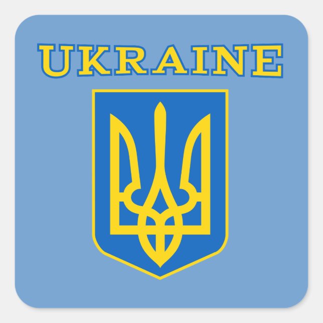 Ukrainian state coat of arms square sticker (Front)