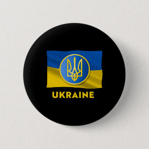 Ukrainian State Symbol - Ukraine Flag  2 Inch Round Button