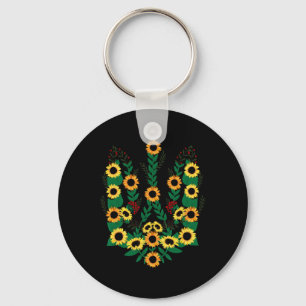Ukrainian Sunflowers Forming The Coat Of Arms Of U Keychain