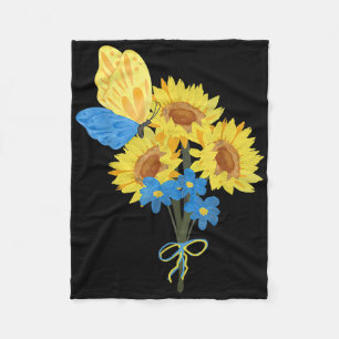 Ukrainian Sunflowers Tee Blue Yellow Butterfly Top Fleece Blanket