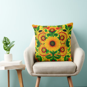 Ukrainian Sunflowers Throw Pillow