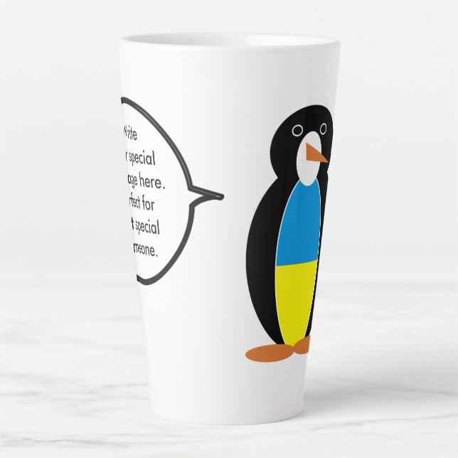 Ukrainian Talking Ms. Penguin Personalized  Latte Mug (Front)