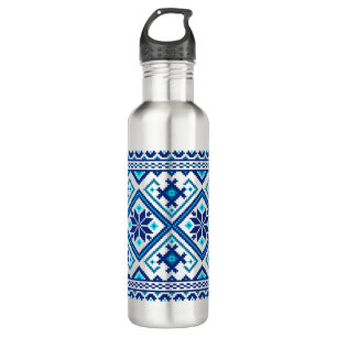 Ukrainian traditional vushuvanka folk art pattern  710 ml water bottle