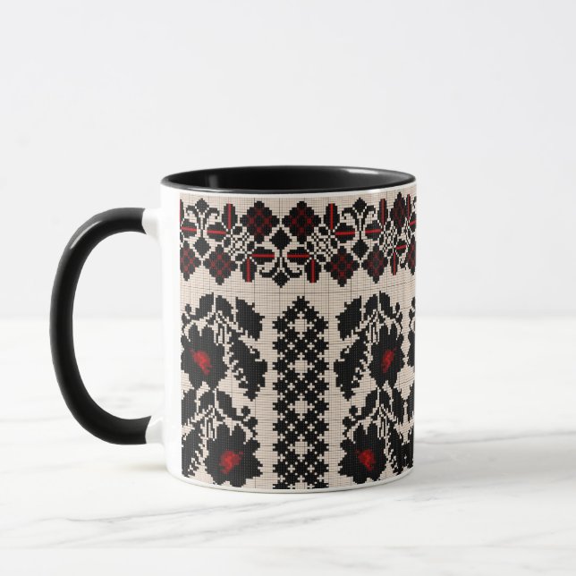 Ukrainian traditional vushuvanka folk art pattern. mug (Left)