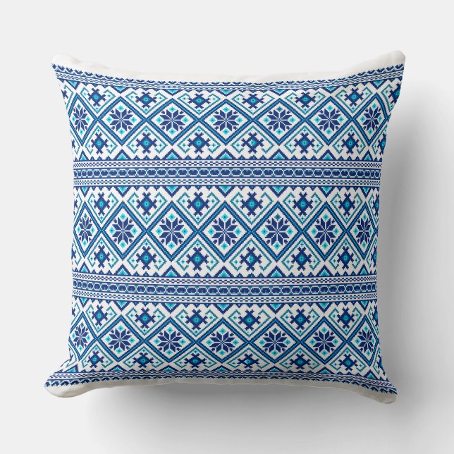 Ukrainian traditional vushuvanka folk pattern  throw pillow (Front)