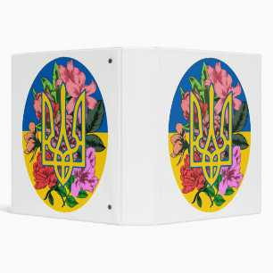Ukrainian trident and flag of Ukraine with flowers Binder