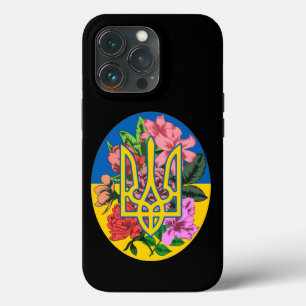 Ukrainian trident and flag of Ukraine with flowers iPhone 13 Pro Case