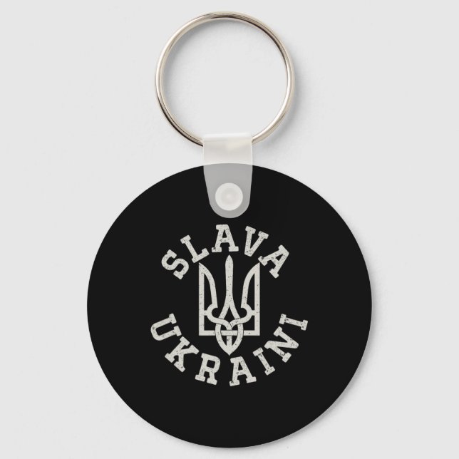 Ukrainian Trident Emblem Save Ukraine Resist Slava Keychain (Front)