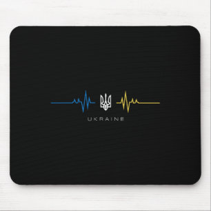 Ukrainian Trident Flag Heartbeat - I Stand With Uk Mouse Pad