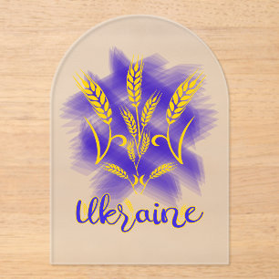 Ukrainian trident made of wheat ear acrylic invitations