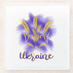 Ukrainian trident made of wheat ear glass coaster
