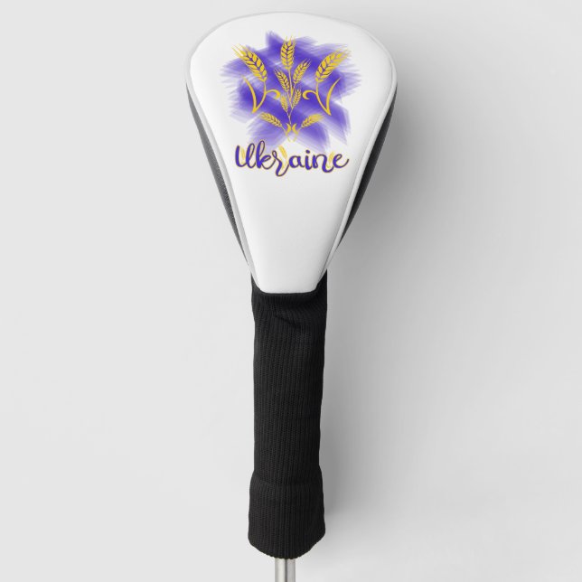 Ukrainian trident made of wheat ear golf head cover (Front)