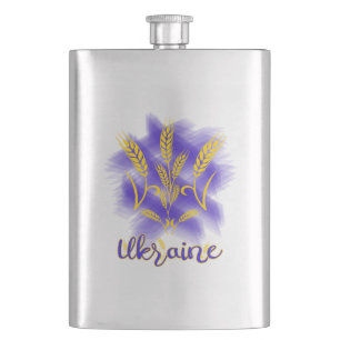 Ukrainian trident made of wheat ear hip flask